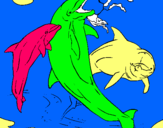 Dibujo Delfines jugando pintado por guagua