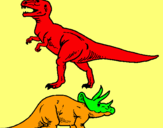 Dibujo Triceratops y tiranosaurios rex pintado por juan2152