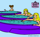 Dibujo Barbie y sus amigas en el jacuzzi pintado por clarasss