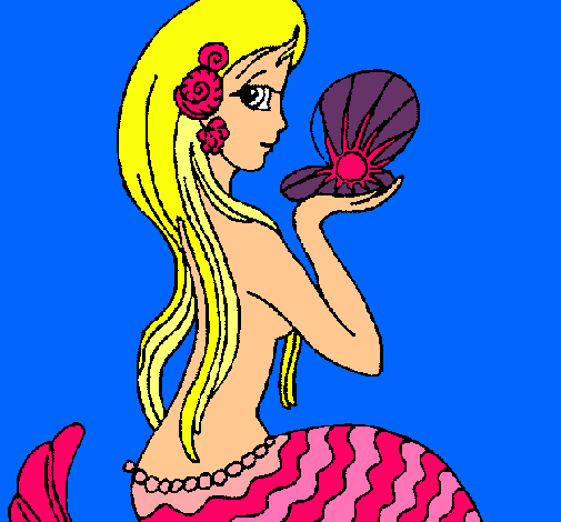 Dibujo Sirena y perla pintado por diego0
