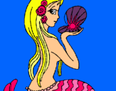 Dibujo Sirena y perla pintado por diego0
