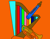 Dibujo Arpa, flauta y trompeta pintado por cucumber