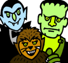 Dibujo Personajes Halloween pintado por monstruos