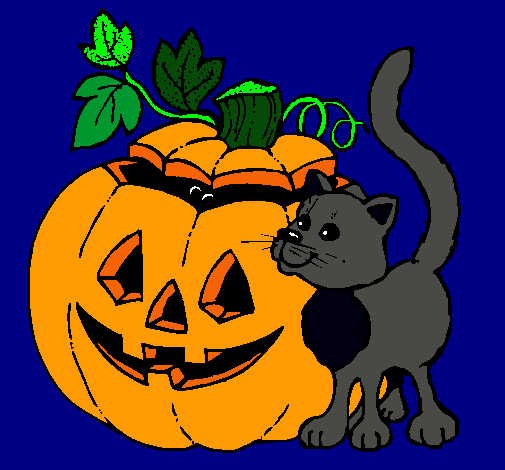 Calabaza y gato