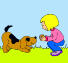 Dibujo Niña y perro jugando pintado por antonrella