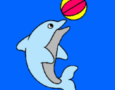 Dibujo Delfín jugando con una pelota pintado por HJUGUJUUPO98
