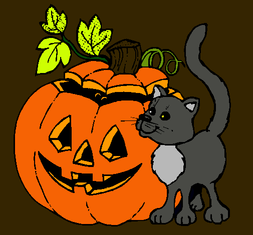 Calabaza y gato