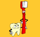 Dibujo Muela y cepillo de dientes pintado por anais001