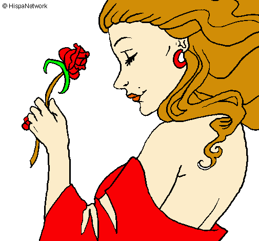 Dibujo Princesa con una rosa pintado por karlachula