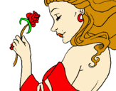 Dibujo Princesa con una rosa pintado por karlachula
