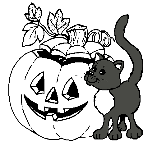 Calabaza y gato