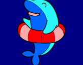 Dibujo Delfín con flotador pintado por yaelllllllll