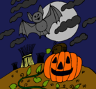 Dibujo Paisaje de Halloween pintado por platanito