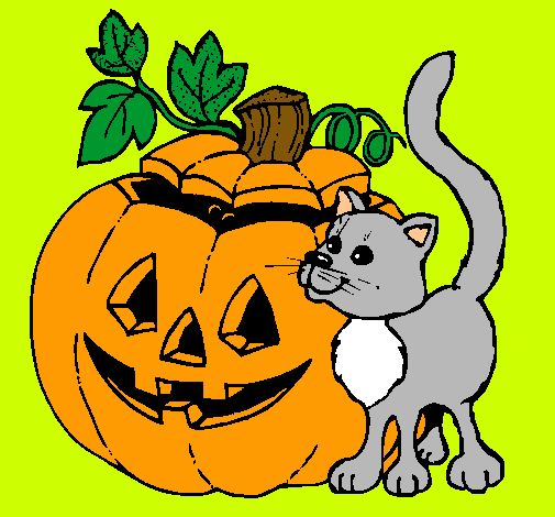 Calabaza y gato