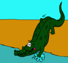 Dibujo Aligátor entrando al agua pintado por MATIDSA