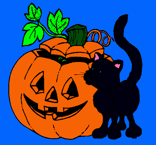 Calabaza y gato