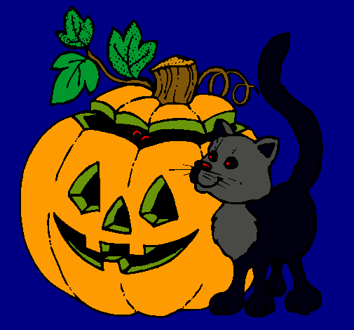 Calabaza y gato