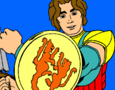 Dibujo Caballero con escudo de león pintado por nathan
