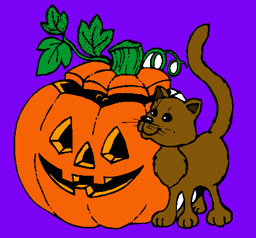 Calabaza y gato