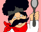 Dibujo Chef con bigote pintado por cocinero