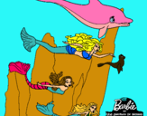 Dibujo Barbie nadando con sirenas pintado por jfjgljug