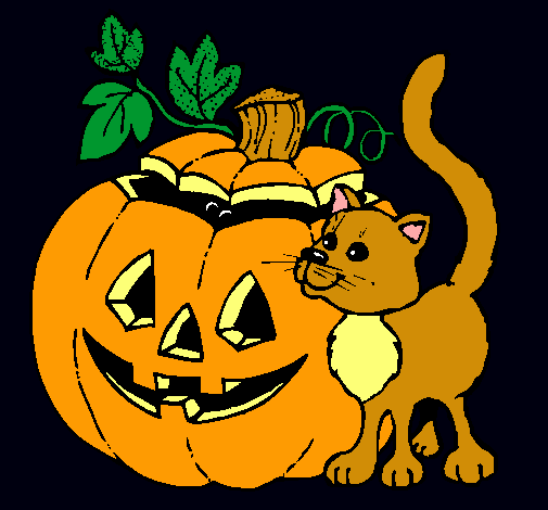 Calabaza y gato