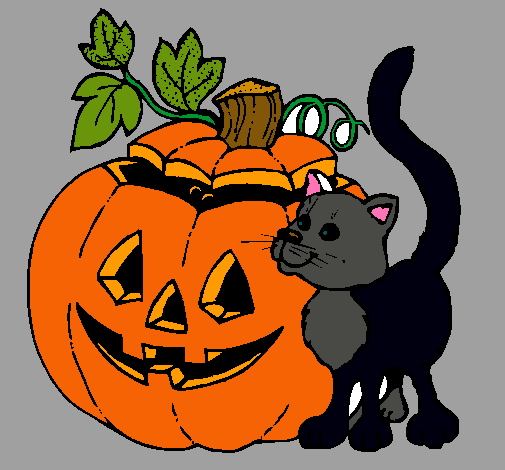 Calabaza y gato