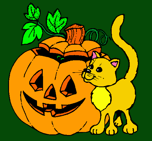 Calabaza y gato