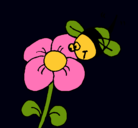 Dibujo Abeja y flor pintado por amalia