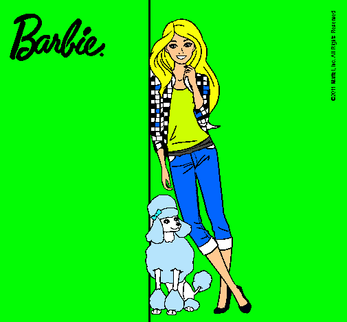 Barbie con cazadora de cuadros