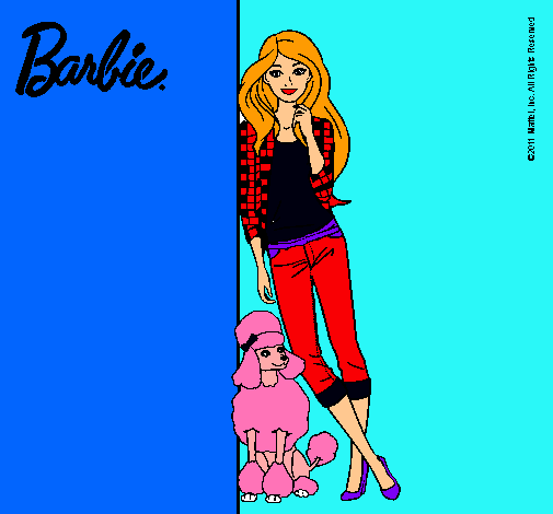 Barbie con cazadora de cuadros