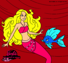 Dibujo Barbie sirena con su amiga pez pintado por rapuncel