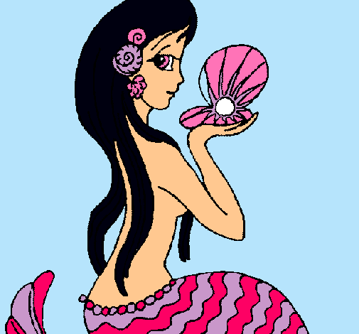 Dibujo Sirena y perla pintado por kinfusuke