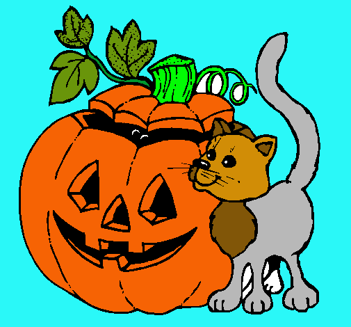 Calabaza y gato