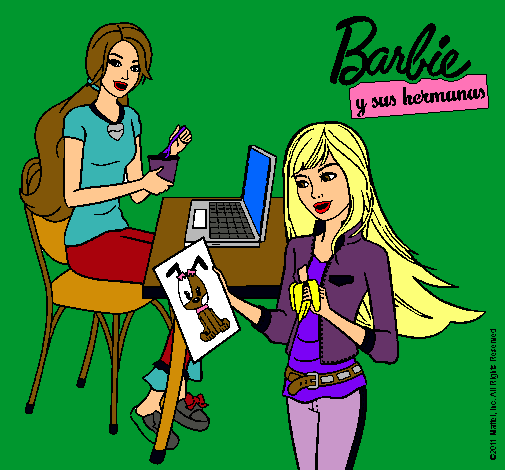 Barbie y su hermana merendando