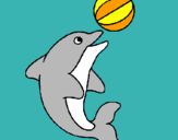 Dibujo Delfín jugando con una pelota pintado por Meliiiiii