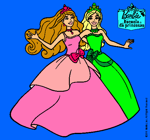 Dibujo Barbie y su amiga súper felices pintado por IreeneeXB