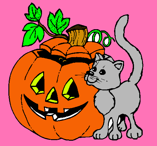 Calabaza y gato