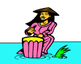 Dibujo Mujer tocando el bongó pintado por squario