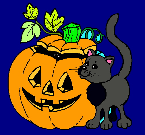 Calabaza y gato