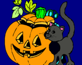 Dibujo Calabaza y gato pintado por lolstarslols