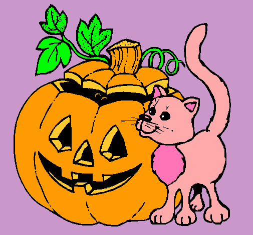 Calabaza y gato