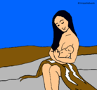 Dibujo Madre con su bebe pintado por yuduarli