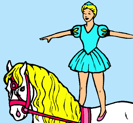 Dibujo Trapecista encima de caballo pintado por Mirita