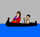 Dibujo Madre e hijo en canoa pintado por f3rg