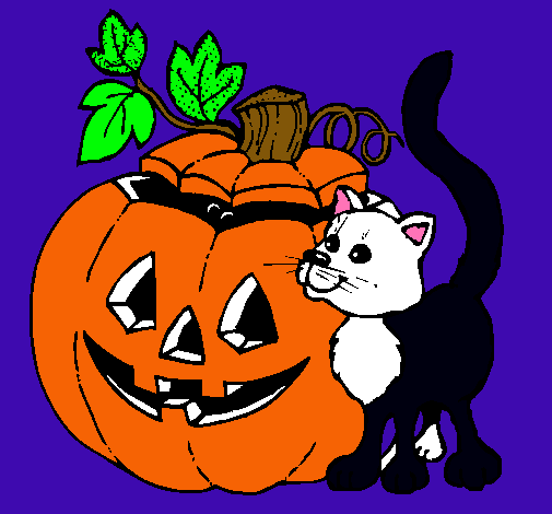 Calabaza y gato