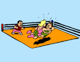 Dibujo Lucha en el ring pintado por poly