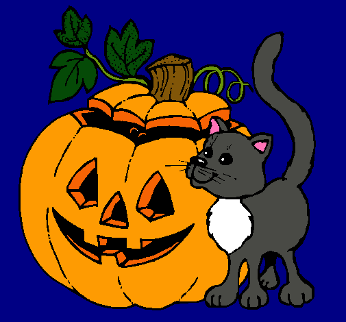 Calabaza y gato