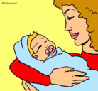 Dibujo Madre con su bebe II pintado por anais001