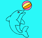 Dibujo Delfín jugando con una pelota pintado por bonito